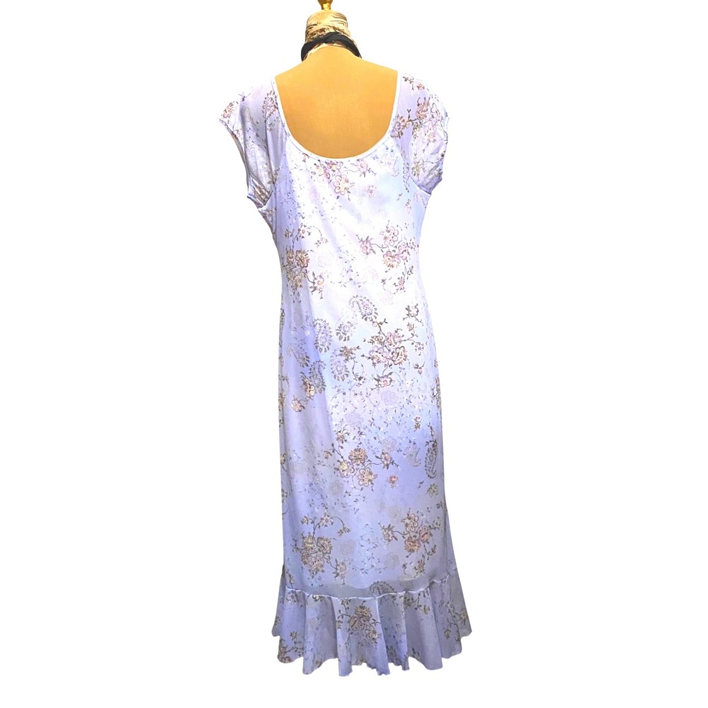 Vintage Dress Cottagecore whimsy Women Mesh Floral Ruffle 14 Purple Bulgaria - Picture 6 of 9